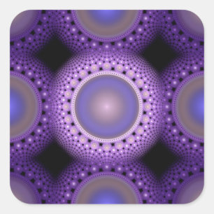 Pegatina Cuadrada patrón azul fractal de los navidades