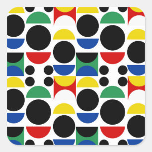 Pegatina Cuadrada Patrón Bauhaus escandinavo de mediados del siglo