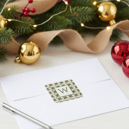 Pegatina Cuadrada Patrón botánico de acuarela de invierno