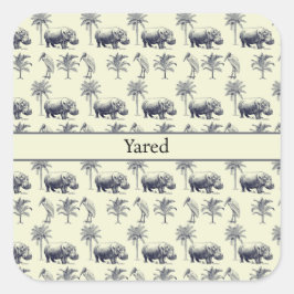 Pegatina Cuadrada Patrón botánico del río Nilo, personalizado