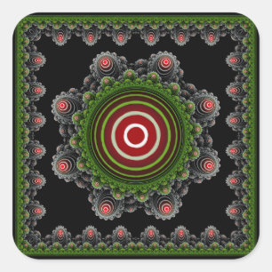 Pegatina Cuadrada Patrón brillante ornamental natural verde