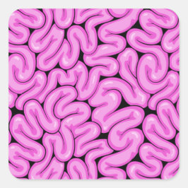 Pegatina Cuadrada Patrón cerebral zombi