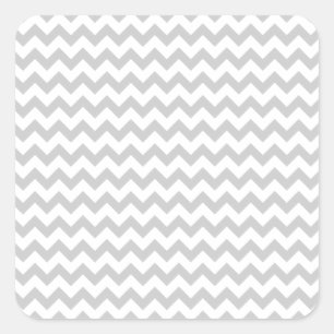 Pegatina Cuadrada Patrón Chevron gris claro (líneas delgadas)
