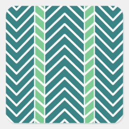Pegatina Cuadrada Patrón Chevron Verde Azulado