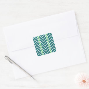 Pegatina Cuadrada Patrón Chevron Verde Azulado