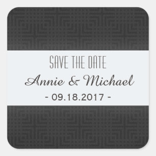 Pegatina Cuadrada Patrón clásico -blanco y negro- Guardar la fecha