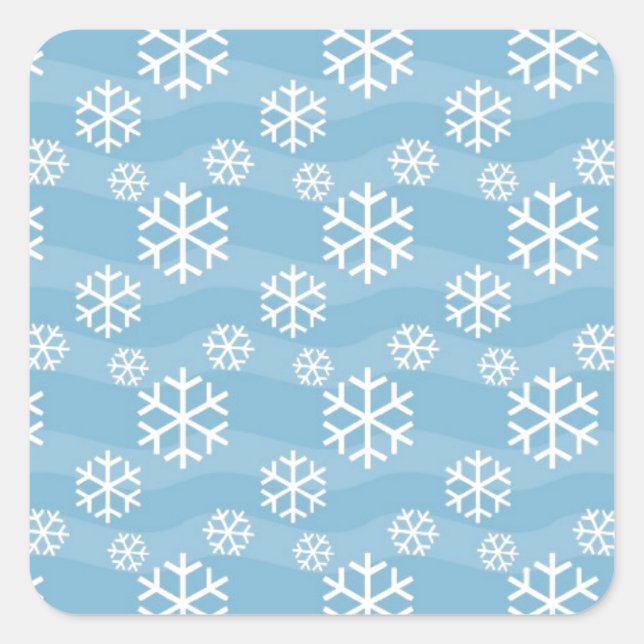 Pegatina Cuadrada Patrón copo de nieve (Anverso)