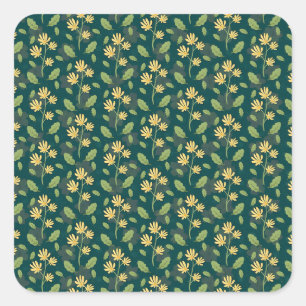 Pegatina Cuadrada Patrón cuadrado de estilo vintage en color azul co