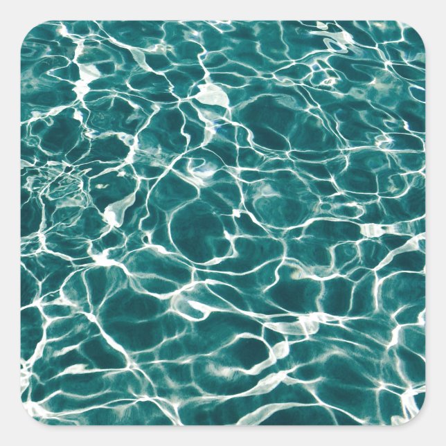 Pegatina Cuadrada Patrón de agua azul (Anverso)