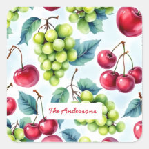 Patrón de alimentos de frutas rojas verdes Cereza