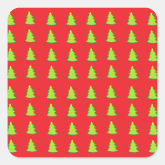 Pegatina Cuadrada Patrón de árbol de Navidad
