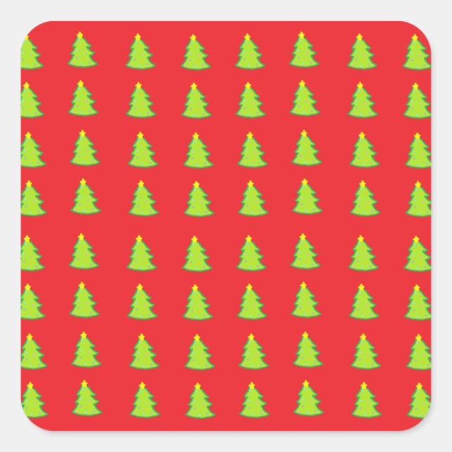 Pegatina Cuadrada Patrón de árbol de Navidad (Anverso)