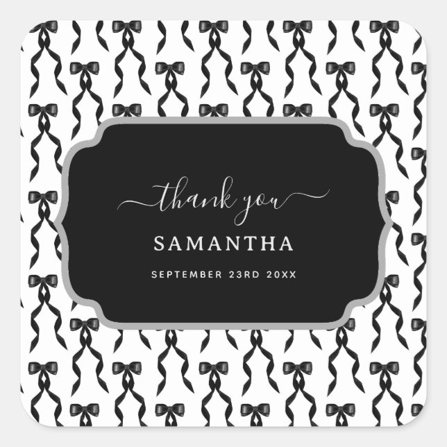 Pegatina Cuadrada Patrón de arco acuático negro de brillo (Anverso)