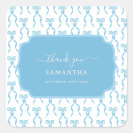 Pegatina Cuadrada Patrón de arco azul de color de agua de fondo