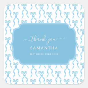 Pegatina Cuadrada Patrón de arco azul de color de agua de fondo