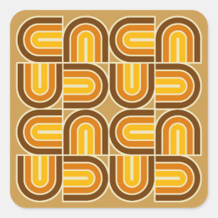 Pegatina Cuadrada Patrón de arco geométrico estilo 70