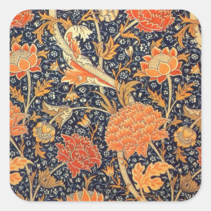 Pegatina Cuadrada Patrón de Art Nouveau floral William Morris Cray
