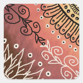 Pegatina Cuadrada Patrón de arte gracioso rojo