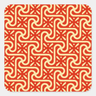 Pegatina Cuadrada patrón de azulejos egipcios, naranja coral