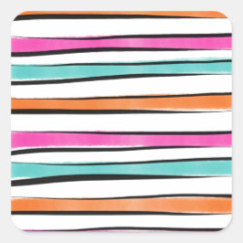 Pegatina Cuadrada Patrón de banda de color de agua simple