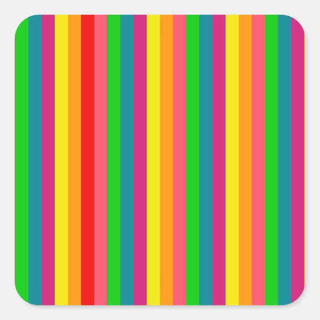 Pegatina Cuadrada Patrón de bandas verticales arco iris multicolor (Anverso)