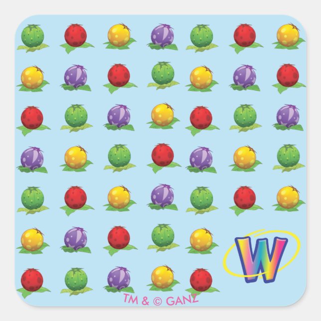 Pegatina Cuadrada Patrón de Berry azul (Anverso)