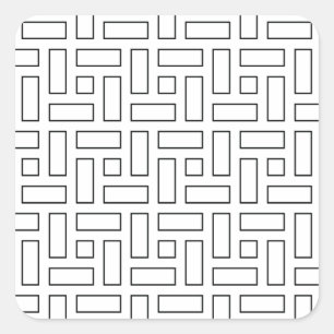 Pegatina Cuadrada Patrón de bloques lineales en blanco y negro - bla