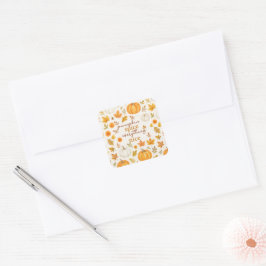 Pegatina Cuadrada Patrón de calabaza | Acción de gracias