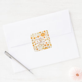 Pegatina Cuadrada Patrón de calabaza | Acción de gracias