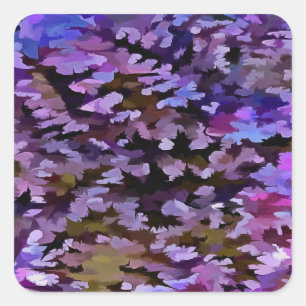 Pegatina Cuadrada Patrón de camuflaje azul, rosa y sien