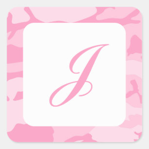 Pegatina Cuadrada Patrón de camuflaje rosa