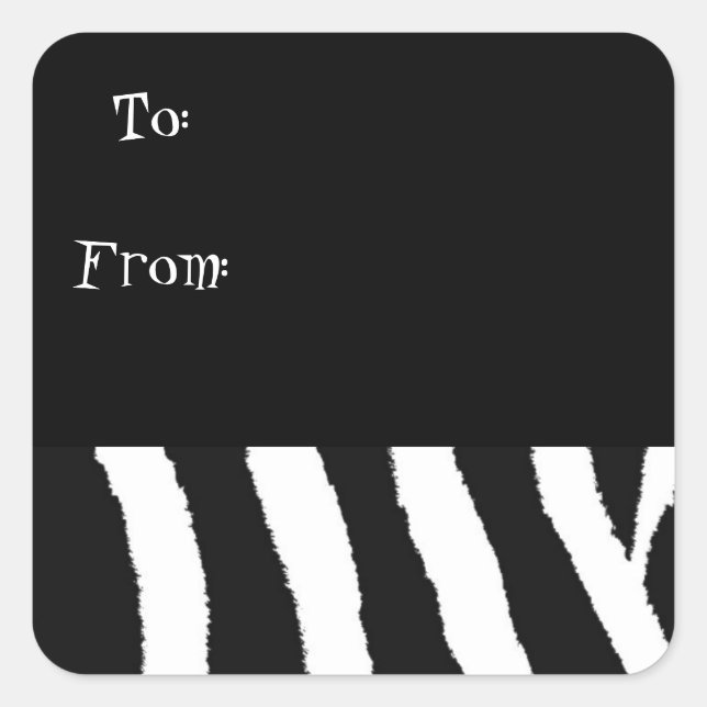 Pegatina Cuadrada Patrón de cebra blanco y negro (Anverso)