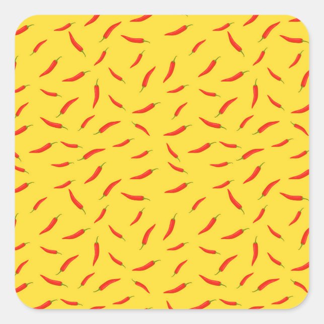 Pegatina Cuadrada Patrón de Chilies rojos (Anverso)