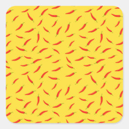 Pegatina Cuadrada Patrón de Chilies rojos