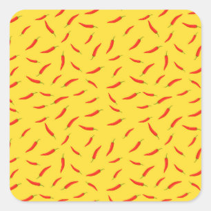 Pegatina Cuadrada Patrón de Chilies rojos
