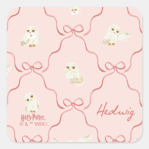 Pegatina Cuadrada Patrón de cinta rosa Hedwig