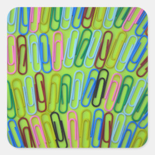 Pegatina Cuadrada Patrón de clips coloridos