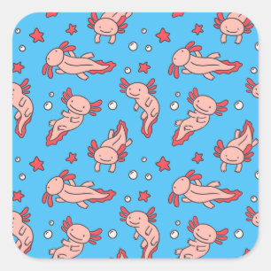 Pegatina Cuadrada Patrón de color del Personalizado del Axolotl subm