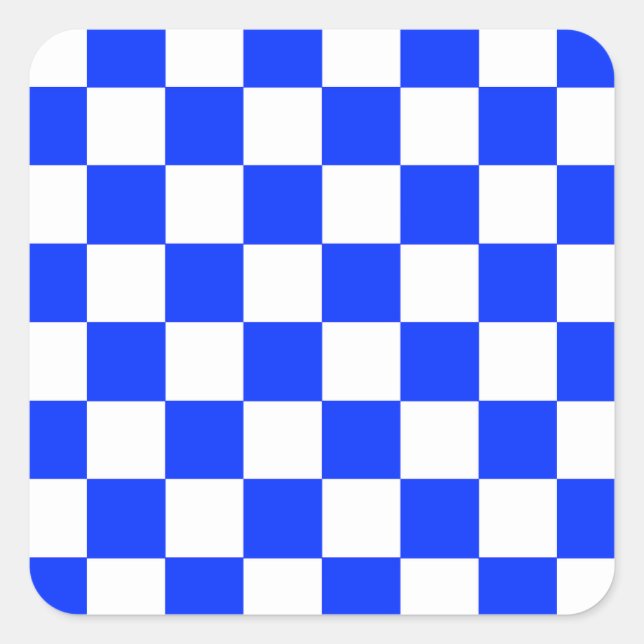 Pegatina Cuadrada Patrón de comprobación de blanco azul (Anverso)