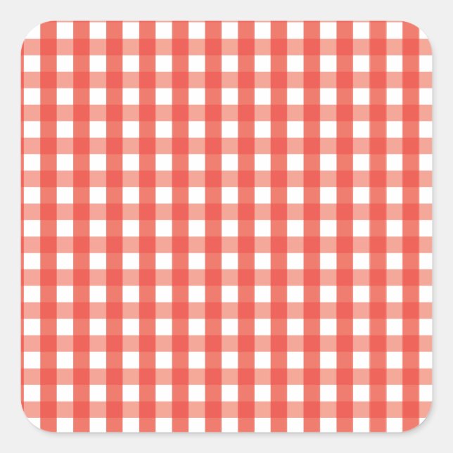 Pegatina Cuadrada Patrón de comprobación de Gingham rojo (Anverso)