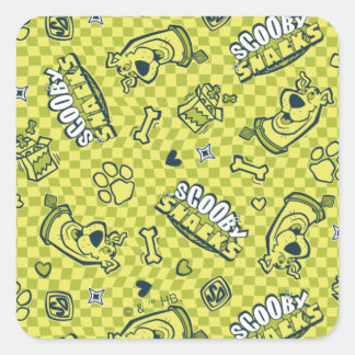 Pegatina Cuadrada Patrón de comprobador de galore Scooby Snacks