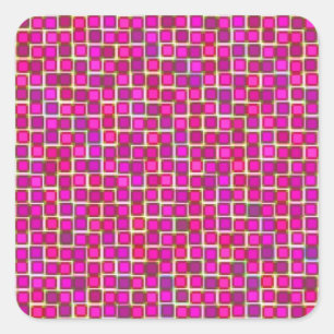 Pegatina Cuadrada Patrón de cuadrados rosados abstractos