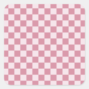 Pegatina Cuadrada Patrón de damero rosa polvoriento