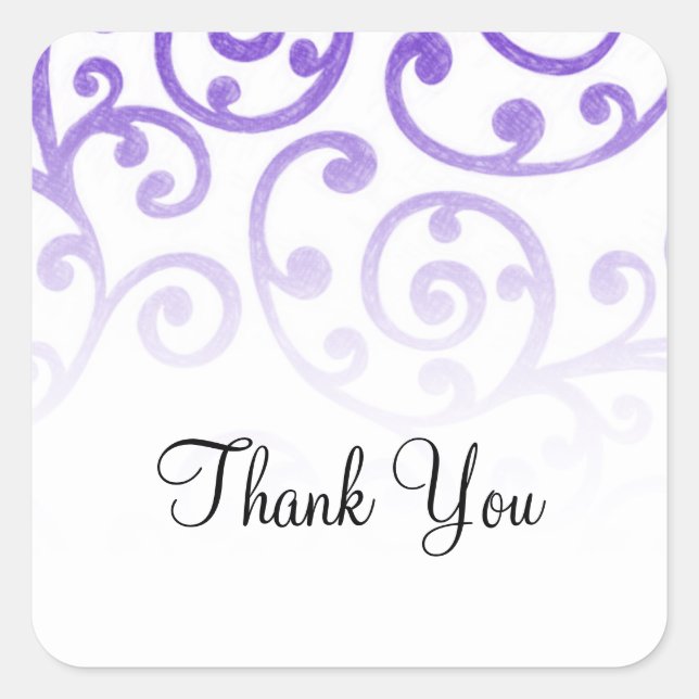 Pegatina Cuadrada Patrón de desplazamiento de Bat Mitzvah Purple (Anverso)