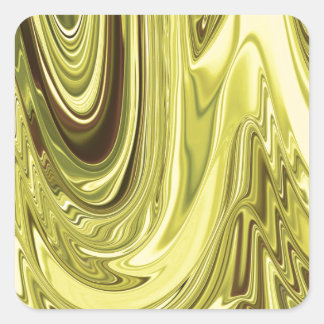 Pegatina Cuadrada Patrón de diseño de ondulación amarillo dorado bri