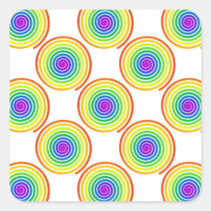 Pegatina Cuadrada Patrón de espiral arcoiris