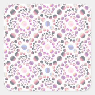 Pegatina Cuadrada Patrón de espiral de burbujas Pastel