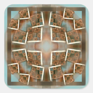 Pegatina Cuadrada Patrón de esquinas fractales