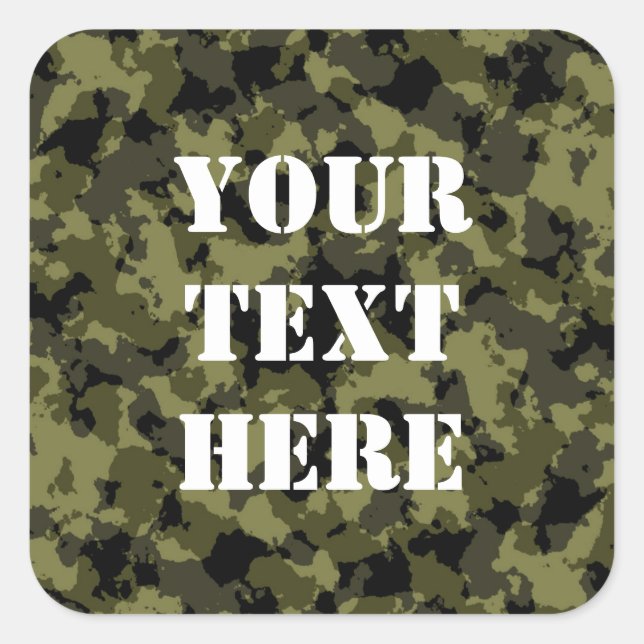 Pegatina Cuadrada Patrón de estilo militar de camuflaje (Anverso)