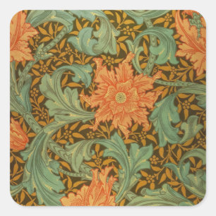 Pegatina Cuadrada Patrón de estilo único William Morris Art Nouveau